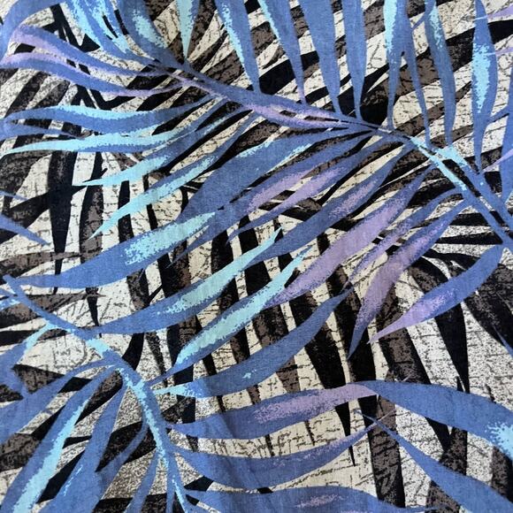 Aloha Hut Hawaii Blue Palm Print Tie Front Bow Blouse Women's Size L - Picture 6 of 9